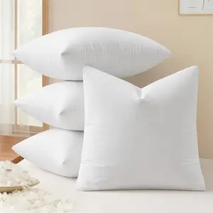 Pack of 4 18x18 Pillow Inserts, Premium Feather and Down Decorative Throw Pillows, Fluffy and Choppable, Cotton Fabric for Sofa Bed Couch
