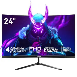 24.5 Inch 120Hz Curved Gaming Monitor, 3000R Immersive Curvature, FHD 1080P PC Screen, Built-in Speakers, HDMI 2.0 & VGA Ports, 75*75mm VESA Wall Mount Compatible