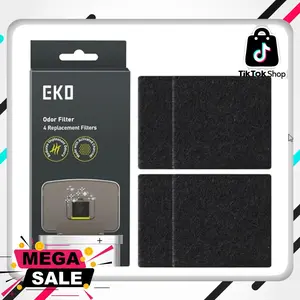 EKO Trash Can Odor Filter Refills for Trash Can and Compost Bin, Activated Charcoal Deodorizer, Strong Charcoal Odor Absorber, Pack of 4 Replacements