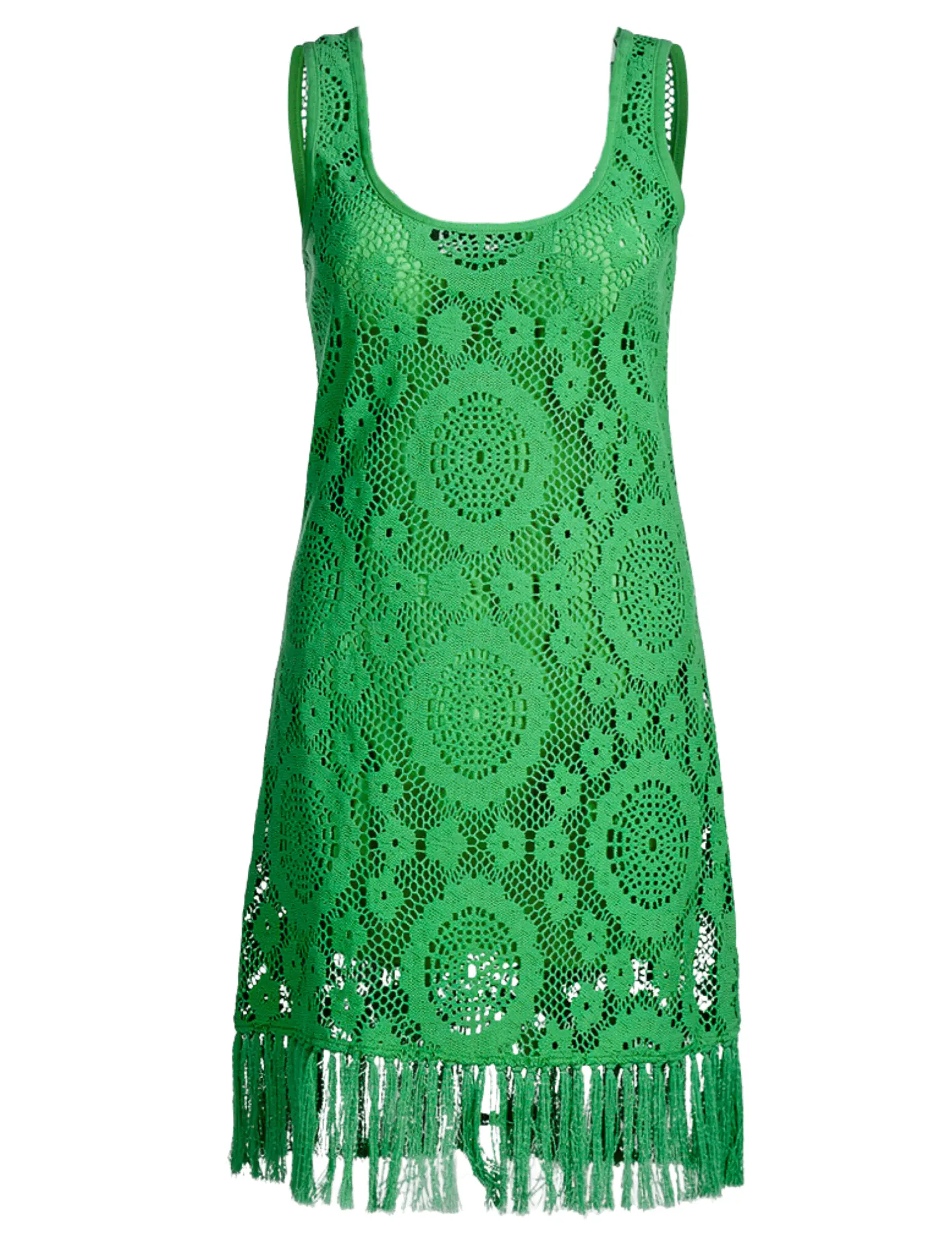 Simkhai Solia Crochet Fringe Cover-Up Dress in Parakeet-SALE