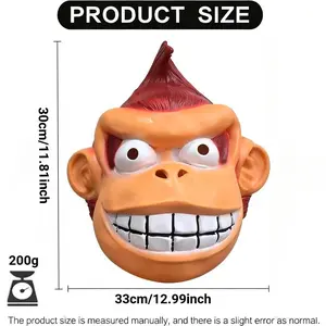 Funny Angry Gorilla Latex Mask, Cartoon Monkey Mask, Halloween Cosplay Prop for Adults