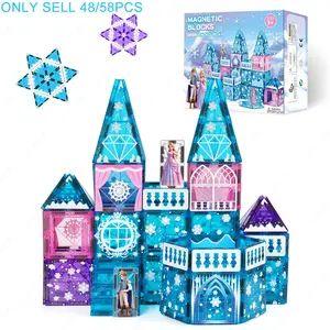 48pcs Magnetic Toy Set, House Building Kit, Princess Castle Winter Snow Build Educational Puzzle Toy, Kids Holiday Birthday Christmas Gift, Magnetic Building Blocks