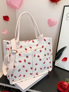 Fashionable Strawberry Pattern Design Underarm Bag, Casual Versatile Shoulder Bag for Women, Trendy All-match Commuter Bag for Daily Used, Handbag Shoulder Bag