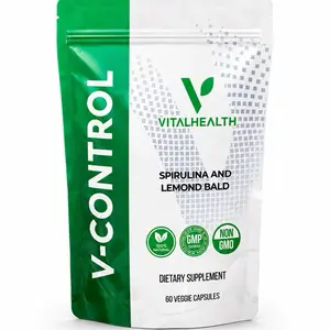 VitalHealth V-Control Cápsulas Naturales con Espirulina y Lemon Balm – Suplemento Diario 60 Veggie Capsules