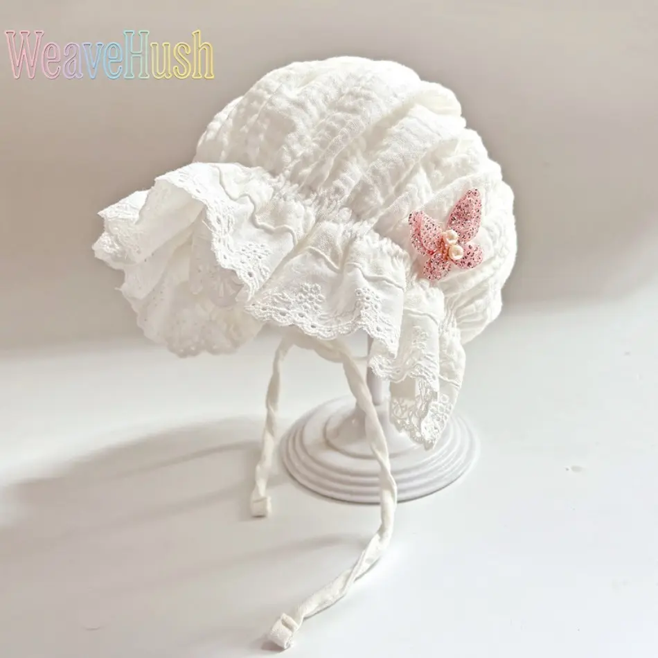 Princess court hat, thin newborn sun hat for spring and autumn, soft and breathable solid color children's hat, lightweight retro royal style headdress, cute and elegant baby girl hair accessory, very suitable for daily outdoor travel photos.