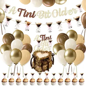 Espresso Martini Birthday Party Decorations  Brown Glitter A Tini Bit Older Banner Cake Topper Balloons Ribbon Bow For Themed Bachelorette Tiny Bar Decor