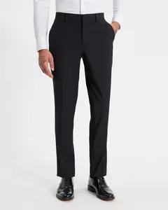 Express Slim Black Wool-Blend Washable Modern Tech Suit Pant