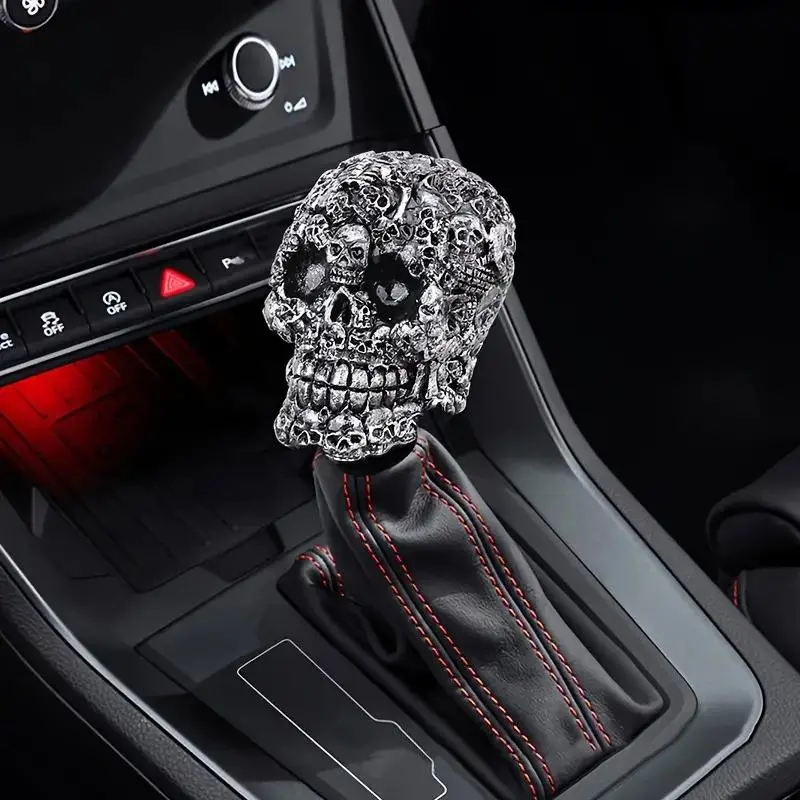 Universal Car Modified Shift Head Skull, Resin Skull Shift Head, Stylish Shift Head for Manual & Automatic Cars, Automatic Shift Knob, Automotive Car Accessories