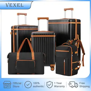 VEXEL   5-Piece Luggage Set – Lightweight Hardside Suitcases featuring Spinner Wheels and TSA Locks, paired with a Backpack and Tote Bag—ideal for holiday travel and outdoor leisure activities.