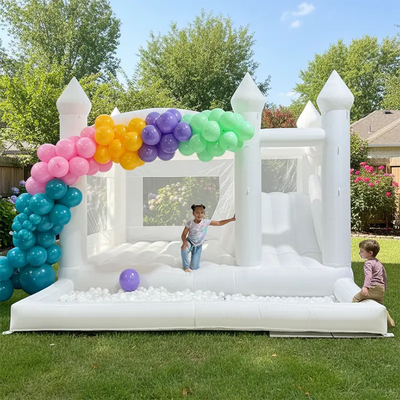 Commercial Grade Kiddie Inflatable Bounce House with Ball Pit, Multi-Purpose Playground Equipment for Garden Birthday, Wedding Party Outdoor Use, Multi Purpose Inflatable