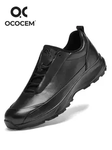 Men's Casual Leather Shoes, Full Grain Cowhide, Lace-Up, Breathable, Thick Sole, Spring New Arrival, Lightweight, Business Shoes
