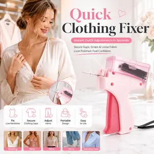 Portable No-Sew Clothes Alter Tool Mini Clothing Repair Needle Set with 5 Needles 2000 White & Black Fasteners  Alter Your Clothing Instantly - 1 Red and PinkStitchy with 2000 Micro Stitches - At-Home Alterations -Wardrobe Assistant