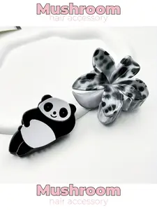 2-piece set of cute panda claw clip, large 8.5cm spotted dog egg flower claw clip, lazy style panda claw clip, suitable for Christmas parties, Halloween parties, matched with a large amount of hair and daily hairstyles, without damaging hair