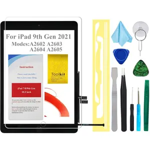 for iPad 9 9th Gen Screen  Digitizer 2021 10.2",T Phael for 9th Generation A2602 A2603 A2604 A2605 with  Button, Video Tips, Full Repair Kit (Black)