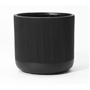 LuxenHome 17.3" Round Stripes MgO Planter