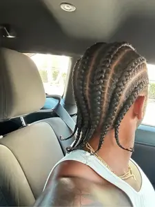 Full bud front braided wig - 14 inches 6 strand braid, black and blonde two-tone, athleisure style for men, multi-functional design, strong durability, can be worn in daily sports Pre Braided Wig