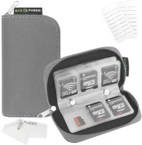 Memory Card Case - Fits up to 22X SD, SDHC, Micro SD, Mini SD and 4X CF - Holder with 22 Slots (Grey / 22 Slots - 1 Pack)