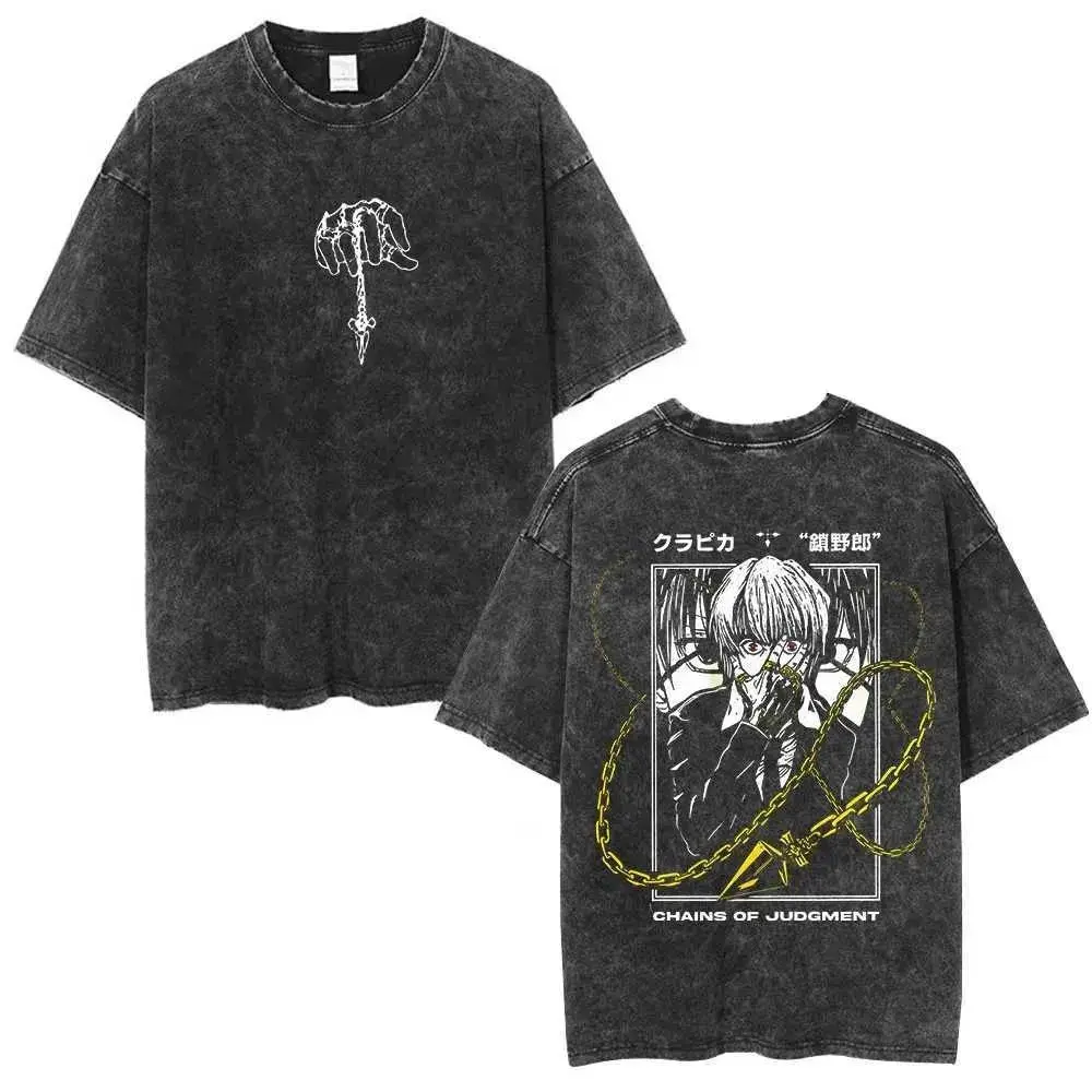 Hunter x Hunter Shirt, Phantom Troupe Kurapika Kite Gon Killua fashion wear Oversized Tshirt, Vintage Anime Graphic Tee, Acid Wash Streetwear, Spider Emblem Phantom Troupe Roster Chain Dagger Kurapika Chains of Judgment Kite Scythe Adult