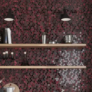 Berry Red 11x11 Glossy Matte Hexagon Glass Mosaic Tile (20 Cases, 88.67 sqft/Pallet)