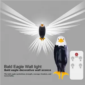 Sofbunny -Home Supplies - Home Decor - Magnetic Wall-Mounted Eagle Night Light with Remote Control, Battery Operated and Removable Charging, Perfect for Bedroom, Living Room, and Hallway luxury decoration lamp decoration items