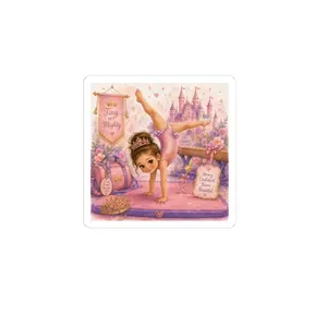 Tiny Princess Gymnast Sticker | Kiss-Cut Sticker, Pink Castle Dance Design
