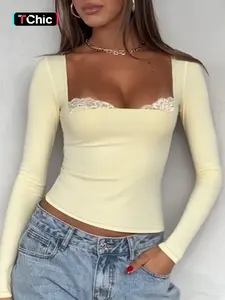 Women's Lace Trim Long Sleeve Top, Elegant Casual Blouse, Stylish Ladies' Fashion Shirt, Perfect for Daily Wear & Office, All Seasons Blouse