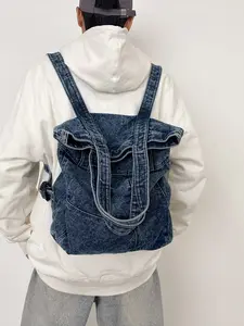 Washable Denim Backpack Handbag, Large Capacity Casual Multifunctional Shoulder Bag, Versatile Daily Use Backpack, Ideal for School and Travel