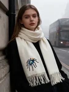 Tarantula Spider Pattern Scarf Ultra Soft Warm Winter Accessories for Outdoor Casual Wear Women Teens Gift Idea for Christmas Thanksgiving Birthday Holidays Seasonal Present Wrap