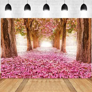 Photography Background Cherry Blossom Boulevard Romantic Sweetheart Engagement Wedding Birthday Party Decor Backdrop Photo Studio