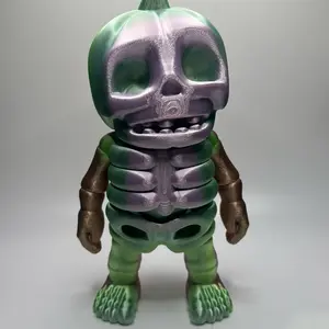 Jumbo Pumpkin Skeleton 3D Printed Figurine – Spooky Flexi Halloween Decor