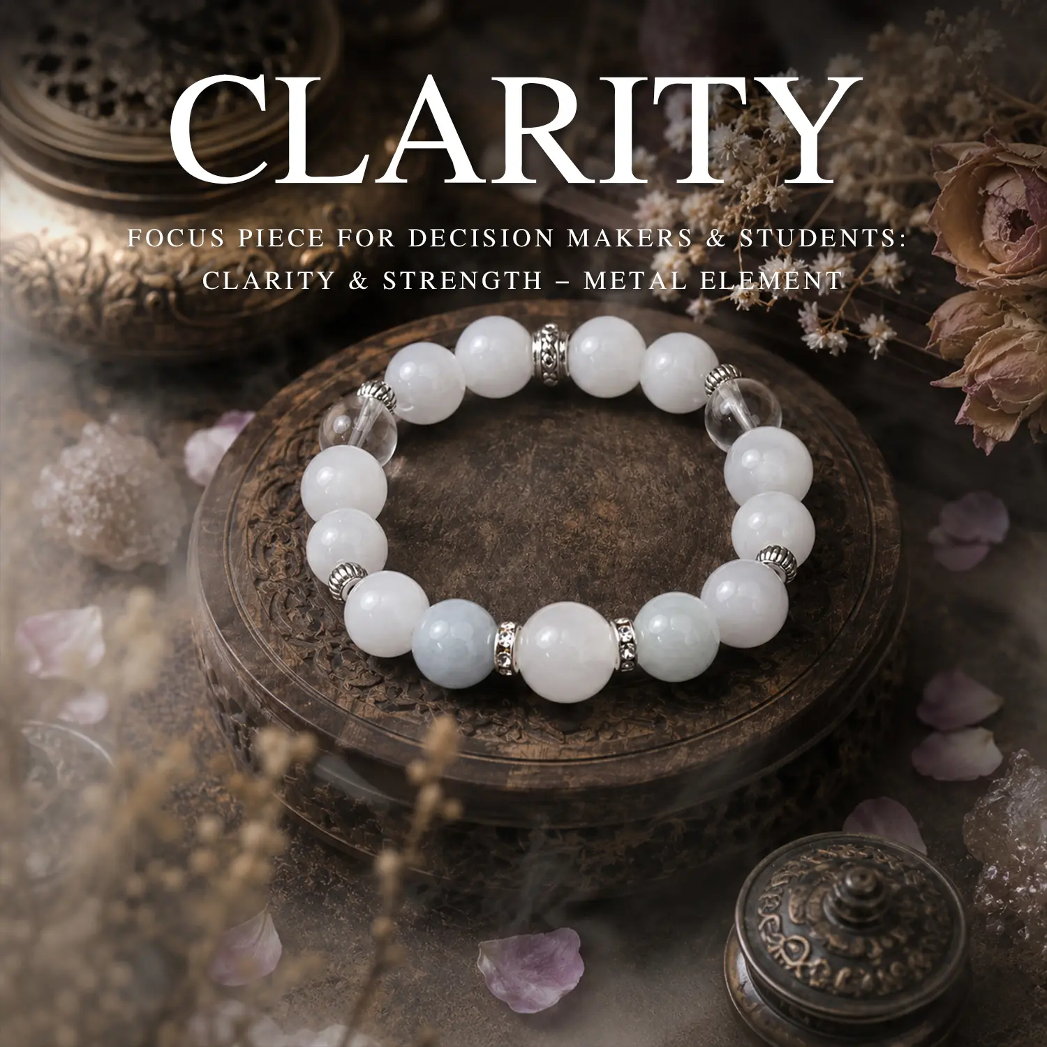 LUMAWU Elemental Metal Black Obsidian Natural Gemstone Bracelet (16 cm Inner Circumference) - Wealth Attraction, Focus, Clarity, Aura Cleansing, Workplace Anxiety Relief - Women's Daily Office Wear Costume Jewelry, Agate, Daily Wear, 16Cm, Crystals, One-P