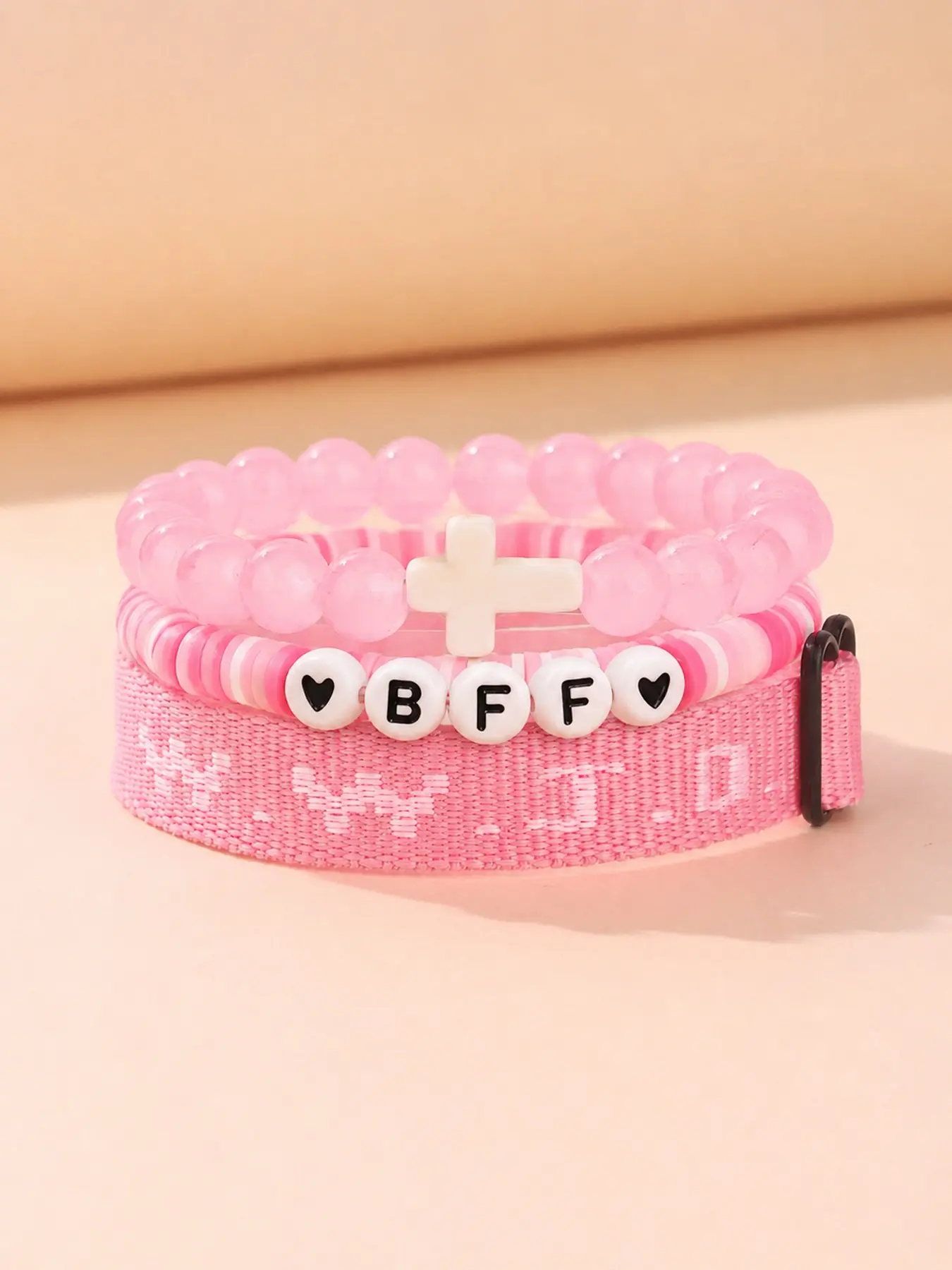 Wwjd Bff Best Friend Bracelet, Beads, Handmade Cross Necklace, Inspirational Christian Jewelry, Gift for Friends
