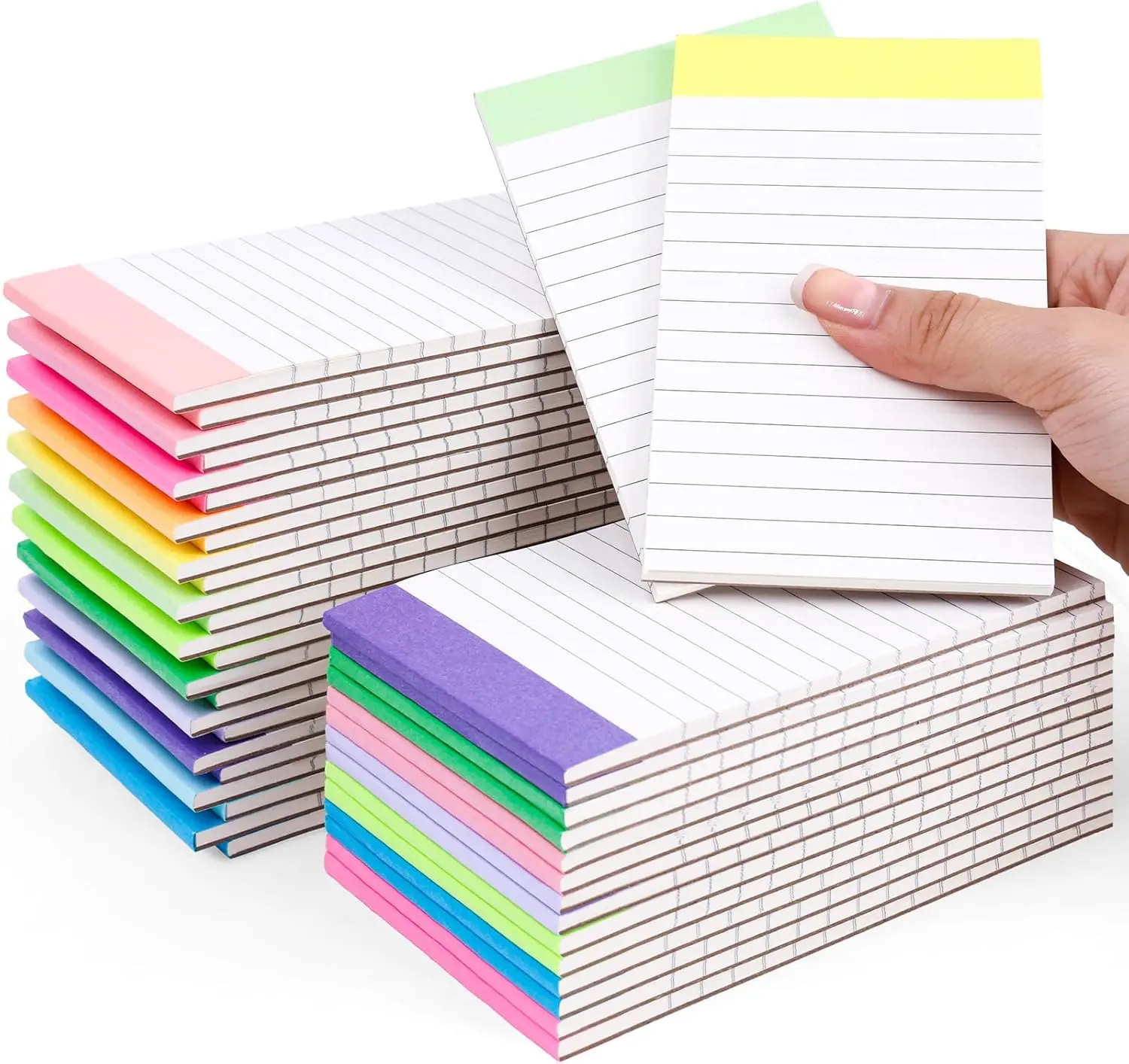 Oleitodh 48 Pack Note Pads 3x5, Rainbow Notepad Mini Memo Pad, 80GSM Lined Small Writing Pads, 30 Sheets Per Mini Notepads for Pocket Notes, To Do Lists, School, Office and Teacher Gift