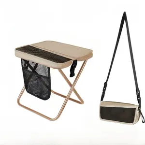 Upgraded Strap Folding Stool Ultra Light 1.5 lbs Portable Outdoor Chair with Side Pockets & Shoulder Strap for Camping Hiking Fishing BBQ Thanksgiving Christmas Gifts Aluminum Camping Table shade double multifunctional travel