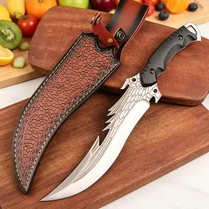 High-Quality Kitchen Knife with Leather Sheath - Razor Sharp Blade for Meat Cutting, Ideal Kitchen Tool & Perfect Gift for Men