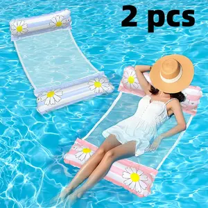 2-Piece Inflatable Pool Float Lounger, Simple Design Adult Size Water Hammock, 4-In-1 Multi-Functional Pool Toy Raft Chair, Pool Float Chairs, Inflatable Pool Floaters