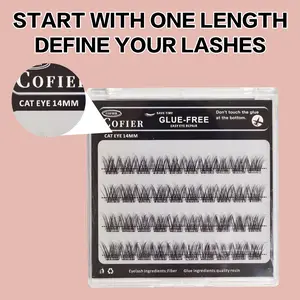 Cofier No-Glue Lash Clusters 40 PCS – Press-On Self-Adhesive Eyelashes, Uniform Length (10/12/14mm), Easy, Natural, Beginner-Friendly #Summervibes
