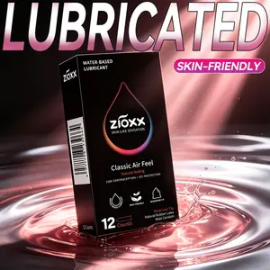 ZIOXX Classic Air Feel Male Condoms 12 Count, Everyday Comfort Water-Based Smooth Latex Condoms for Reliable Protection (52mm)