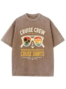 Vintage Washed Black T-Shirt for Cruise Crew - Short Sleeve Tee Featuring Graphic Design with White Glasses And Anchor Theme - Great Gift for Summer Gatherings, Beach Parties, Or Coordinated Family Attire - Perfect for Birthdays, Holidays