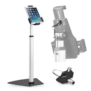 Tablet Security Stand Anti-Theft Lock Adjustable Aluminum Floor Mount