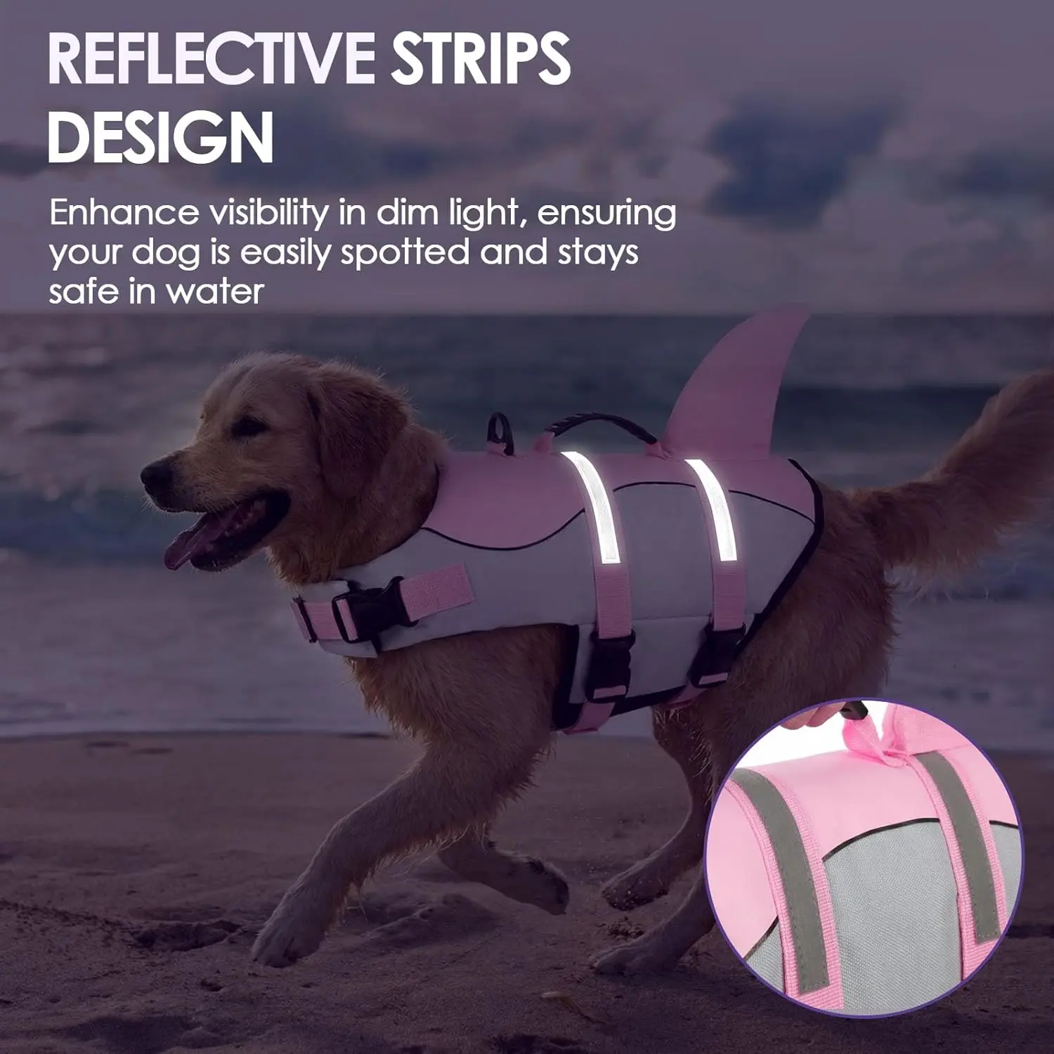 Ripstop Dog Life Jacket Floatation Life Vest for Small Medium Large Dogs, Lifesaver Swimsuit for Water Safety at Pool Beach Boating (M, Pink Shark) Ripstop Dog Life Jacket Floatation Life Vest for Small Medium Large Dogs, Lifesaver Swimsuit for Water Safety at Pool Beach Boating (M, Pink Shark)