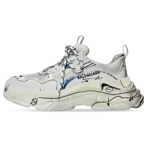Balenciaga Triple S Low-Top Lace-Up Distressed White Dad Sneakers for Men Sports Shoes Footwear Athletic kitten heels high heels heels shoes for women black heels kitten heels for women