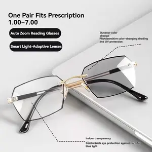 J-Smart Auto-Zoom Reading Glasses, Photochromic Anti-Blue Light & UV Protection, Progressive Multifocal Transition Readers