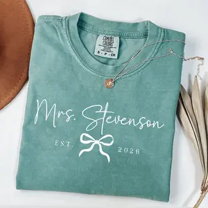 Custom Mrs Shirt Comfort Colors Future Mrs Last Name Shirt Bride Personalized Gift for New Wife Tshirt Honeymoon Tee Engagement Gift