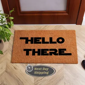 Funny Doormat Hello There, Star Inspired Welcome Mat, Outdoor & Indoor Entry Rug, Geek Gift for Star Lovers, Front Porch Decor, Housewarming Gift, Nerdy Door Mat, Next Day Shipping, Home Entryway Decor