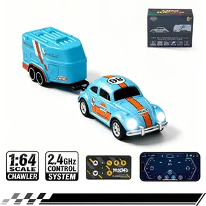 Mini alloy remote control car 1:64 ratio | 2.4GHz remote control, fast response | adjustable 3-speed driving and cruise function | USB rechargeable 3.7V150mAh lithium battery with 50 minutes of battery life, remote control distance of 15 meters