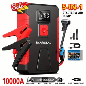 10000A/9500A Peak 12V Portable Car Jump Starter, 12V Car Battery Charger, Car Jump Starter with Air Compressor, Jump Starter Para, Car Accessories Tools, LED Light, Battery Charger, Cart Battery Charger, Tire Inflator