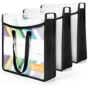 Expandable Scrapbook Paper Storage Organizer Black Paper Folio for 12 x 12 Sheets with Portable Handle 3 Pack