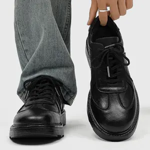 2026 Premium Chunky Platform Derby Shoes Men Trendy Youth German Trainer Style Versatile British Leather Lace Up Thick Sole Non Slip Comfortable Daily Office Work Casual Couple Unisex