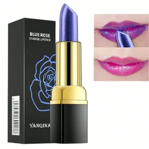Blue Magic Lipstick, Shimmer Color Changing Lipstick(Blue Changed into Pink), Natural Moisturizing Lip Balm Long Lasting Rendering Labiales Magicos Nutritious Lipstick For Women (Blue) Temperature Gradient Color Lip Balm Y2K